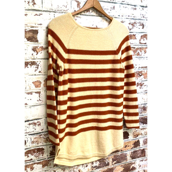 Free People Beach Pure Cotton Knit Nautical Striped Oversided Tunic Sweater - Picture 3 of 11